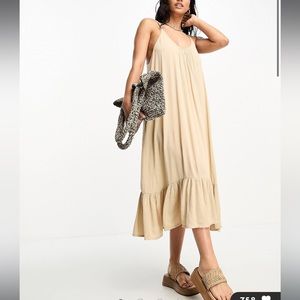 ASOS Vero Moda tie shoulder beach maxi dress in cream large nwt